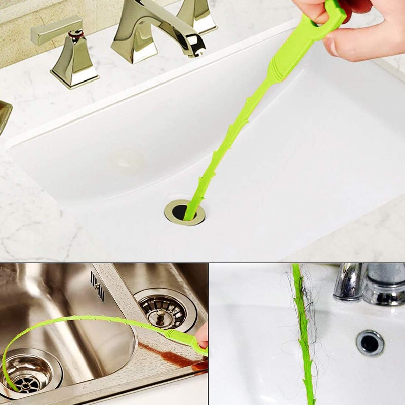 Omont Drain Cleaner Tool, 6 Pack Hair Clog Remover for Sink, 24 Inch Tube Drain Cleaning Tool (Green) - Image 2